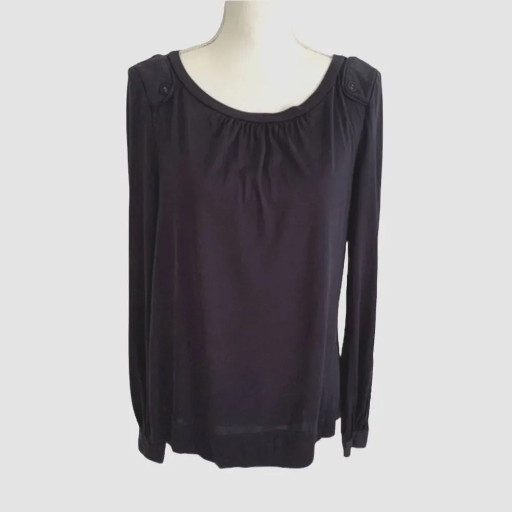 Tory Burch Navy Ashlee 100% Silk Blouse Women’s Medium